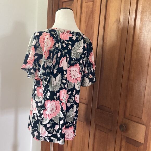 LOFT Floral Mixed Media Pullover Top, Size M - Picture 5 of 9